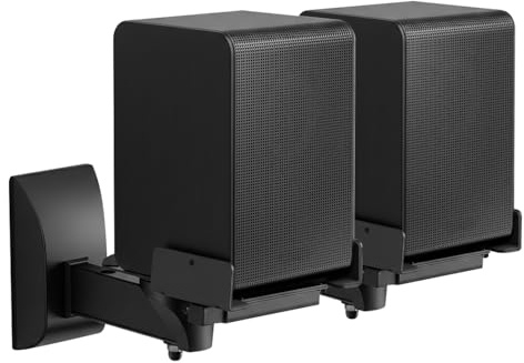 TNP 2X Universal Lautsprecher Wandhalterung, Universelle Lautsprecherhalterung Neigbar Schwenkbar Drehbar Halter Wandmontage Regal Box Wall Mount Boxen Wandhalterung Regalboxen, bis 30kg, Schwarz