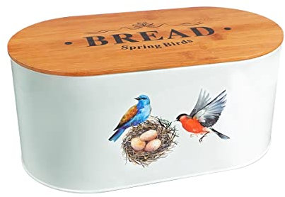 SiXsigma Sports Bread Bin For Kitchen Counter - Airtight Metal Bread Storage Box Tin With Lid Container For Loaves & Pastries - Ideal Home And Kitchen Christmas Gifts For Women (MT-B-BB)
