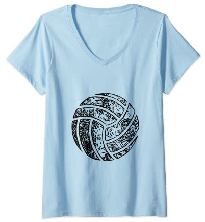 Damen Volleyballteam Beachvolleyball Volleyball Design T-Shirt mit V-Ausschnitt
