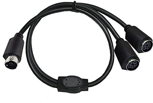 Traovien S-Video 7 Pin Mini DIN Y Splitter Cable, Mini 7-Pin DIN S-Video Male to 2 Female Y Splitter Extension Adapter Cable for TV Receiver, TV, Monitor, Projector,Etc(50CM/20Inch) (7pin M/2F)