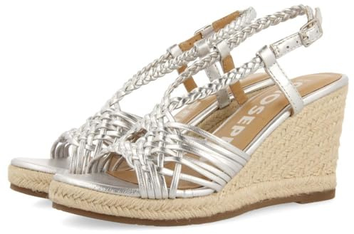 SANDALIAS BLANCAS DE PIEL CON TIRAS Y CUÑA ALTA DE YUTE PARA MUJER GLIDE