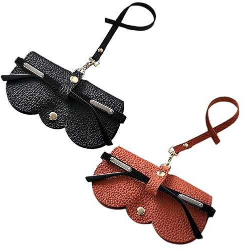 XPEX 2 Stück brillenetui zum anhängen,sonnenbrillen etui,Mode Sonnenbrillenetui, brillenetui leder,Tragbares Etui für Sonnenbrillen, Brillenetui Weich, Leder Sonnenbrille Beutel für Damen Mann(A)