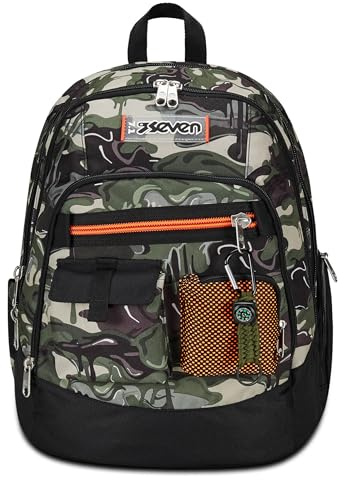 Seven Schulrucksack Advanced, Grün, Lightventure, Doppelfach mit Tasche für PC oder Tablet, Trinkflaschentasche für mittlere und obere Schulen, Jungen, grün, Taglia unica, Rucksack Backpacks