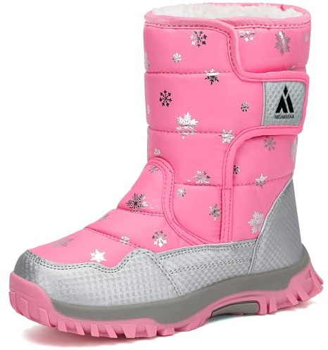 Mishansha Kinder Schneestiefel Winter Warm Gefütterte Winterstiefel Mädchen rutschfeste Outdoor Winterschuhe Jungen Snowboots, Rosa 27