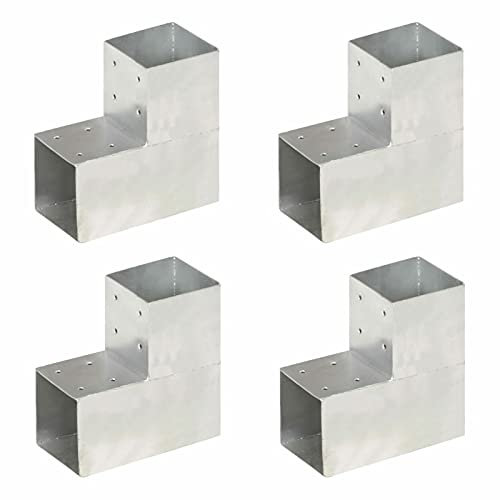 LAPOOH Pfostenverbinder 4 STK Holzverbinder, Pfosten, Pfostenverbinder, Pfostenecke, Balkenverbinder, Balkenschuhe, L-Form Verzinktes Metall 101 x 101 mm