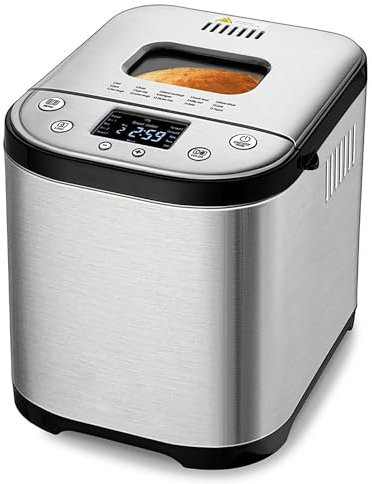 CHANGLKJ Bread Maker Machine, Automatic Breadmaker, Electric Cooker Toaster Makers, with 15 Preset Menus and Recipes, 15-hour Delay Timer Setting and 1-hour Keep Warm Setting, for Kitchen Baking Loaf