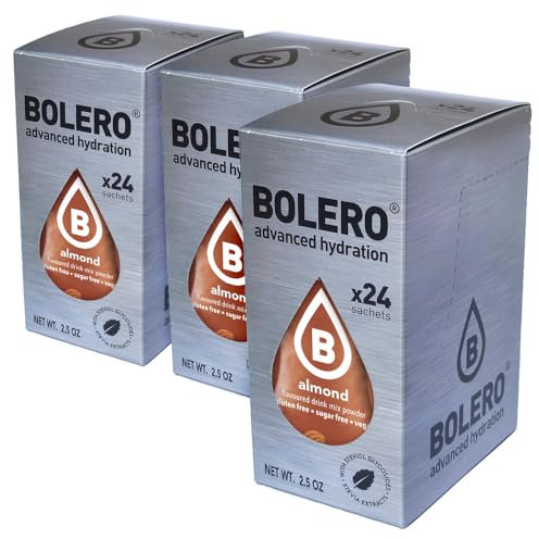 SET 72 BOLERO DA 3 GRAMMI ALMOND Preparato istantaneo per Bevande con Stevia e Vitamina C e Senza Zucchero