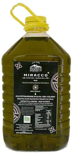 MIRACCO - Olio Extravergine di Oliva di Qualità - Prodotto in Calabria 100% ITALIANO Estratto a freddo - PET 5 Litri