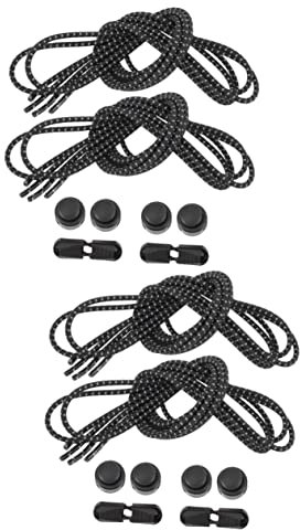 VANZACK 4paare Reflektierende Elastische Schnürsenkel Binden Wiederverwendbare Strapazierfähige Für Und Sportschuhe Schwarz Für Optimalen Und Stil