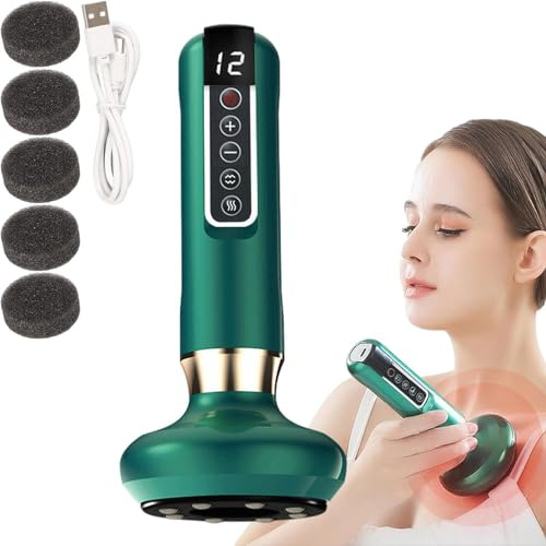Schröpfgerät Elektrisch, Vibrierendes Massagegerät Gerät, 12 Gängen Smart Schröpfen Elektrisches Vakuum GuaSha Maschine Für Nacken Rücken