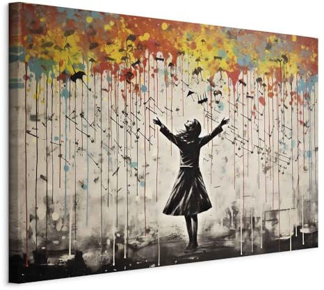 murando - Akustikbild Akustikbild Banksy art, 90x60 cm, 1-teilig, Büro | Verbessert Raumakustik, reduziert Hall, ideal fürs Büro oder Wohnzimmer, hochwertige Verarbeitung, schnelle Montage, stilvoll