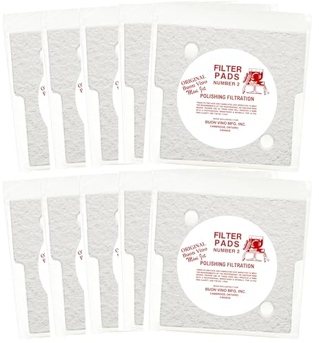 Buon Vino Mini Jet Weinreiniger-Filterpads, 10 Stück, #2 Polierfilter für Sediment, Heimbrauzubehör, Filtersystem-Zubehör für Wein-Starter-Set, 3 Stück