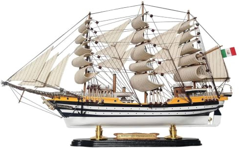 YLME Maquette de bateau en bois Amerigo Vespucci 52CM Entièrement Assemblée | Maquette de voilier en bois massif Voilier en bois Décorations nautiques en bois Collection maison Pour offrir