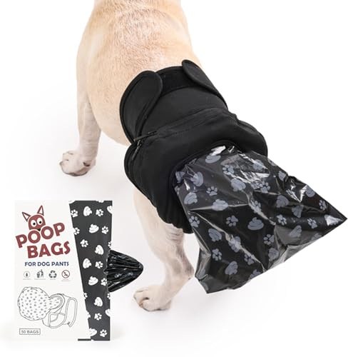MeiAOBest Wiederverwendbare Hundekothose mit 50 Hundekotbeuteln, verstellbare Hundehygienehose, Hundehose, physiologische Hose für Inkontinenz, ältere Menschen mit Behinderung, Größe L