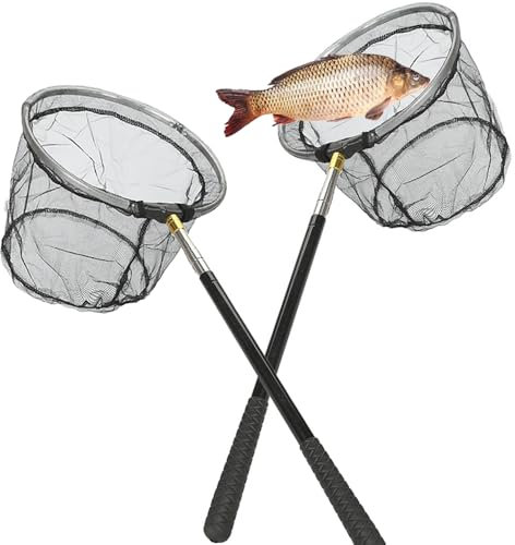 Roysmart Lot de 2 épuisettes de pêche télescopiques - Extensible de 40,5 cm à 151,5 cm - pour Jardin, Piscine, activités de Jardin