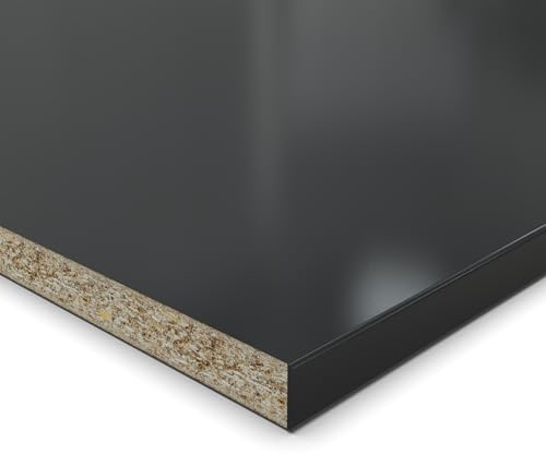 Panneau de particules de 28 mm, découpe noire de signalisation, revêtement en résine mélaminée, longueur jusqu'à 200 cm, panneaux décoratifs avec bande de 2 mm, choix : 50 x 90 cm (bord ABS côté long)