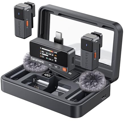 Saramonic Air Kabelloses Lavalier-Mikrofon, Mini-Ansteckmikrofon für die iPhone 15/16 Serie mit Ladecase, Lavaliermikrofon mit USB-C-Anschluss, 300 m Reichweite, Clip-Mikrofon für Vlogging