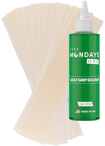 Take Mondays Off Golf Club Regripping Kit - Professional Golf Grip Solvent (4 oz) and 15 Grip Tape Strips 2 x 10