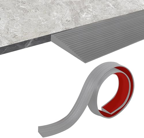 Dörrtröskelramp, ramp, robotdammsugare, lastkapacitet 800 kg, rullstolsramp, självhäftande gummiramp för rullstolar, barnvagnar, rullatorer, elskoter (grå, 90 x 8 x 2,5 cm)