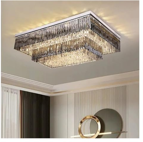 Lámpara colgante , Lámpara de araña, lámpara de araña, lámpara de araña grande moderna de cristal LED, lámpara de techo rectangular for el hogar, lámpara de techo regulable, luminaria suspendida/color