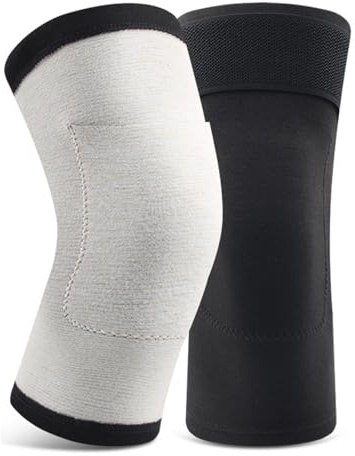 Cysocool Men Women Thermal Velvet Knee Warmers with Heat-pack Pocket, Stretchy Non-Slip Knee Braces with Elastic Band Extra Soft Winter Knees Sleeves Joint Pain Relief Arthritis Aid Kneepad,Black L