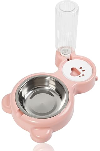 Cat bowls, Cat Food and Water Bowl Set Detachable Adjustable Cat Water Dispenser Stainless Steel Kitten Food Bowls for Small Dog Wet and Dry Feeding