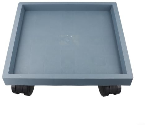 Besttoolifes Sottovaso quadrato con ruote, supporto mobile per vasi da fiori, in plastica resistente, per giardino esterno, base mobile grigia, con ruote (interno 32,5 cm)