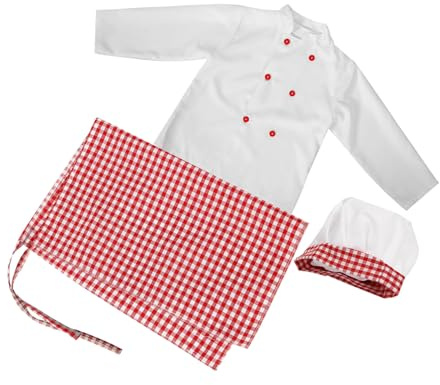 TOYANDONA Costume Da Cuoco Per Ragazzo Ragazza Grembiule e Cappotto Inclusi Adatto Per Giochi Di Ruolo Feste Di Compleanno e Recite Scolastiche Vestito Da Chef Maniche Lunghe