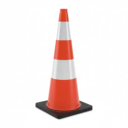 Relaxdays cône de signalisation 75 cm réfléchissant PVC/Caoutchouc Haute visibilité Orange/Argent