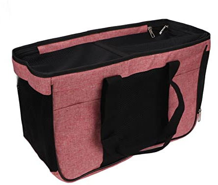 Haofy Katzentrage, Tragbare Katzen-Reisetrage aus Atmungsaktivem Mesh, Sicheres Doppelreißverschluss-Design, Ideal für Kleine Haustiere Bis zu 16,5 Pfund (Rosa mit Schwarz)