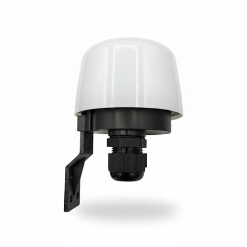 Area Illumina Interruttore Crepuscolare Automatico, Nero e Bianco, 120x78x78mm, IP55, Sensore Luminosità 5-50 LUX, per Illuminazione Esterna Giardino e Strada, AC 220-240V
