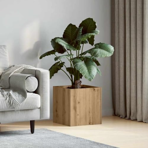 YUTAASU Fioriera in Legno Multistrato 40x40x40 cm Rovere Artigianale per Piante e Fiori Interni, Vassoio per Coltivazione, Decorazione Salotto Camera da Letto Ufficio,