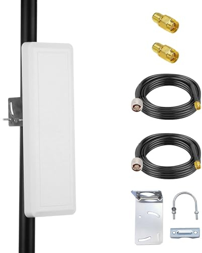 Antena WiFi de 5 GHz 5.8 GHz (5150-5850 MHz), panel WiFi direccional de alta ganancia para exteriores de 16 pies con cable N-Female de 16 pies