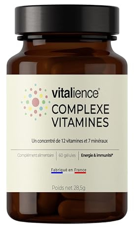 Vitalience – Multivitamines et Minéraux – Énergie, Fatigue & Immunité Adulte - Formule Complète 12 Vitamines, 7 Minéraux - Vitamine B, Magnésium & Zinc – Cure 1 Mois – 60 Gélules - Fabriqué en France