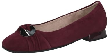 Caprice Damballerinaskor av läder, röd (Bordeaux mocka), 38