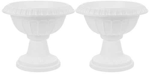 GETAJGHSD 2pcs Scindapsus Planter Roman Column Flowerpots Drainage Holes, 30Cm White Plastic Indoor Outdoor Gardening Pots for Patio Lawn Planting