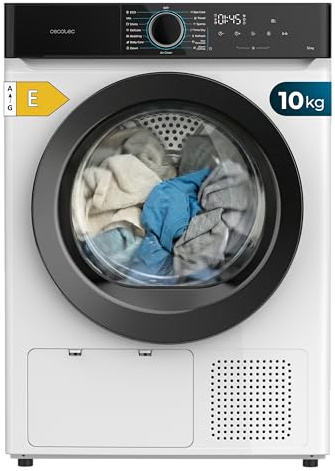Cecotec Secadora Bomba de Calor 10Kg Bolero Dresscode Dry 10180. 700W, Clase E (Antigua A++), Bajo Consumo, 15 programas, 3 Niveles de Secado, SpaCare, Antiarrugas, Accesorio para Zapatos, Blanco