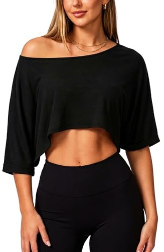 Navneet Women Off The Shoulder Tops Baggy Bardot Tops | Night Out Clubbing Tops, Rave Festival Outfits, Music Concert Tops, Going Out Tops, Pilates Yoga Tops