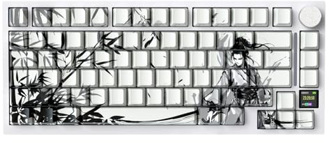ATTACK SHARK X820 Ultra Trådlöst Mekaniskt Tangentbord Med TFT Smart Skärm & Ratt, 75% Hot-Swappable Gamingtangentbord, BT/2.4G/USB-C, RGB, PBT-tangenter (Mörk Krigare-Gift Brytare)