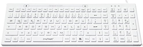 MegAsept® Silikonkabeltastatur HYSILK111BLT-weiss, IP68 Staub- und Spritzwasser geschützt, Backlight, Numpad, Anschluss über USB