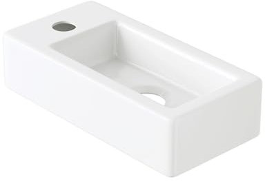 Lavabo da bagno Eridanus, lavabo sospeso, vasca rettangolare salvaspazio in ceramica bianca, rubinetto a sinistra per mobiletto da trucco, guardaroba, WC, lavabo da appoggio moderno