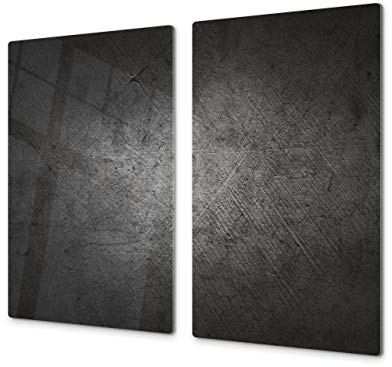 Tagliere da cucina in vetro e Copri-piano cottura a induzione – pezzo UNICO (60x52 cm) o DUE pezzi (30x52 cm ognuno); D10A Serie Textures B: Calcestruzzo Grezzo