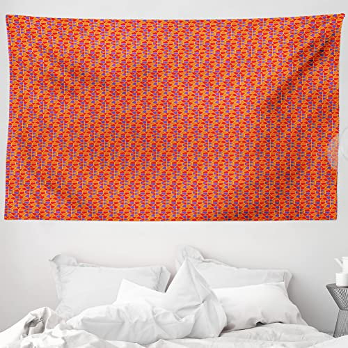 ABAKUHAUS Marokkanisch Wandteppich, Rhythmisches orientalisches Glasmalerei-Muster Modernes Muster, aus Weiches Mikrofaser Stoff Wand Dekoration Für Schlafzimmer, 230 x 140 cm, Magenta Meeresblau
