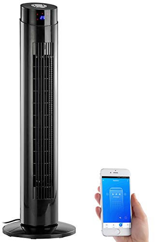Sichler Haushaltsgeräte Standlüfter: Turmventilator, Ionisator, WLAN & App, Siri, Alexa & Google Assistant (Turmventilator mit Fernbedienung, Google Ventilator, Allergie)