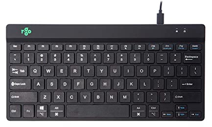 R-Go Tools Clavier Compact Break, avec Logiciel de Pause Anti-RSI, Ultra-Mince, 2xUSB-C pour Clavier numérique Externe, QWERTY (US), Filaire, pour Windows, Mac, Linux, Noir