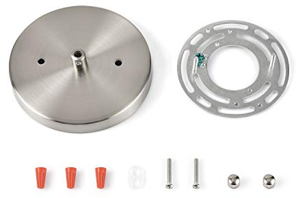 BRIGHTTIA 5in Modern Shallow Canopy Kit with Hardware - Brushed Nickel - Plug-in to Hardwire Pendant Light Conversion - DIY Lighting Lamp Parts (BA-C301N)