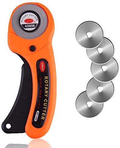 Bestgle Cutter Rotativo con 5 Cuchillas Circular 45mm de Repuesto Cortador Giratorio Cortar Herramienta de Corte,para Cortar Tejidos, Tarjetas,Cuero,etc