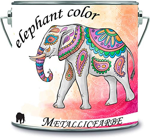 elephant color Metallic Farbe Latex Dispersionsfarbe diffusionsfähig Innenwandfarbe seidenglänzend in vielen exklusiven hochwertigen Farben Metallicfarbe (100 ml, Anthrazit)