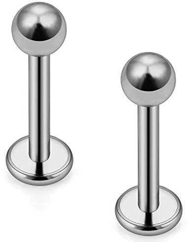 FECTAS 2stk Titan Labret Lippenpiercing Stecker 6/8/10/12mm Medusa Monroe Tragus Helix Lippe Piercing Stecker 16G