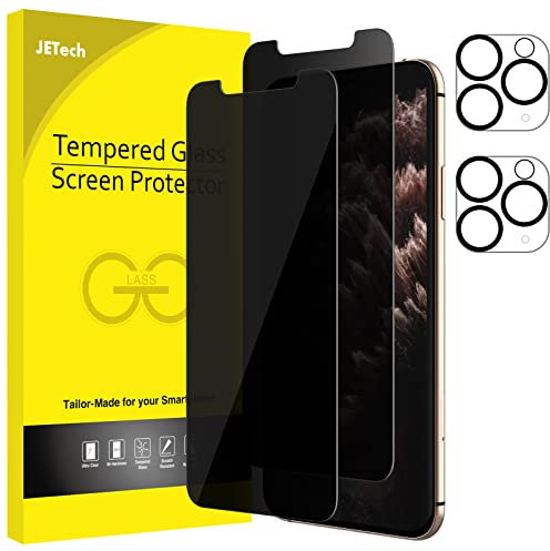 JETech Privacy Screen Protector for iPhone 11 Pro 5.8-Inch with Camera Lens Protector, Anti Spy Tempered Glass Film, 2-Pack Each